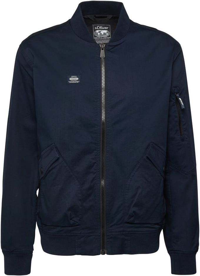 s.Oliver - male - Sportief twill blouson jack met geribde manchetten