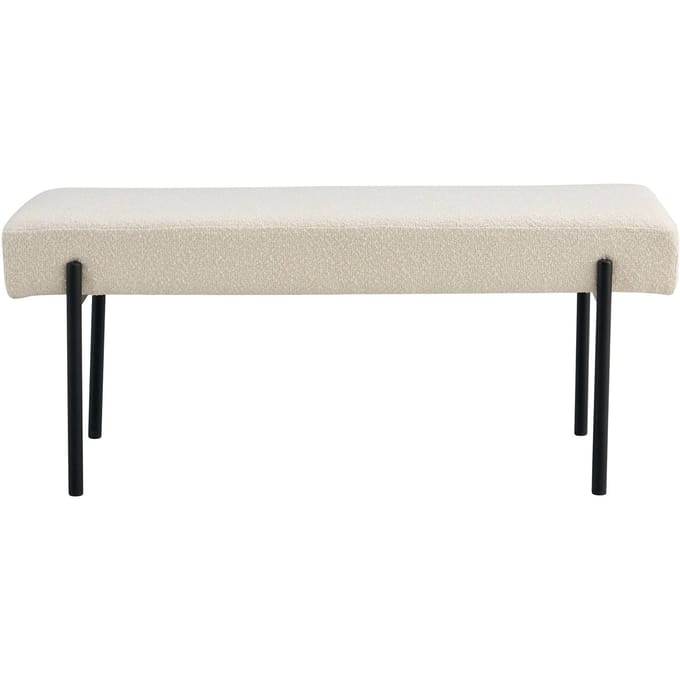 House Nordic Bankje Swindon Bouclé Wit 100x36x42,5cm