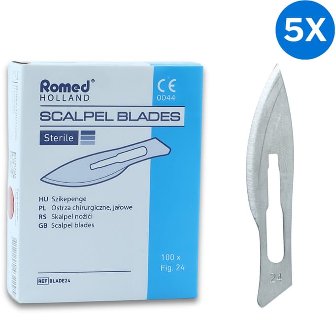 Romed scalpelmesjes nr. 24 steriel - Set van 5 doosjes Romed
