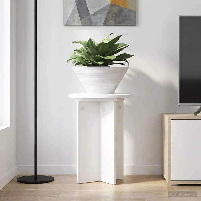 vidaXL - Plantenstand - 2 - st - Wit - Ø29,5 - x - 40 - cm - Bewerkt - hout