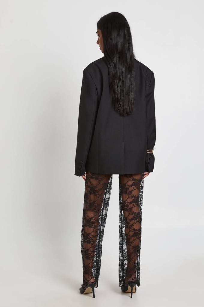 boohoo Dames Kantenbroek met rechte pijpen | Black | Maat: 16