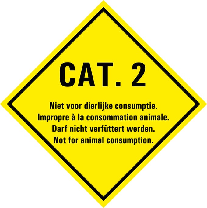 Categorie 2 sticker met tekst 100 x 100 mm