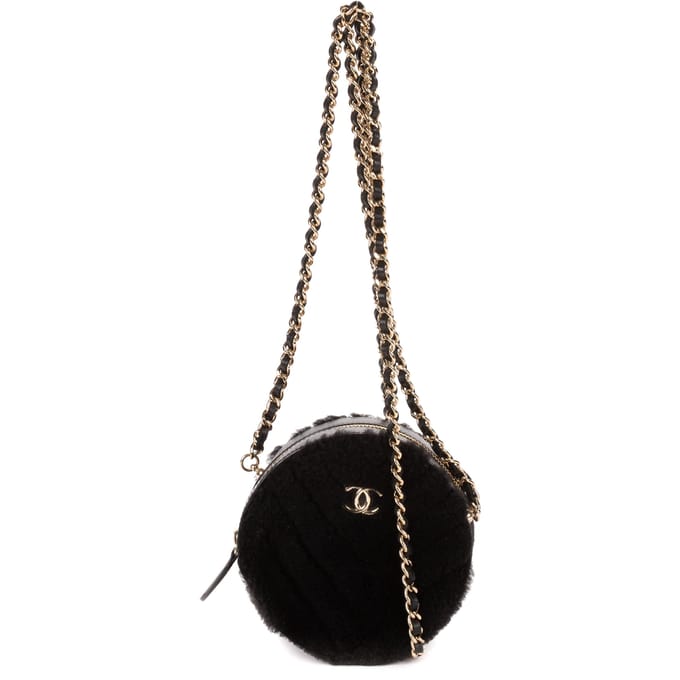 CC Shearling Chevron Round Crossbody   schoudertas