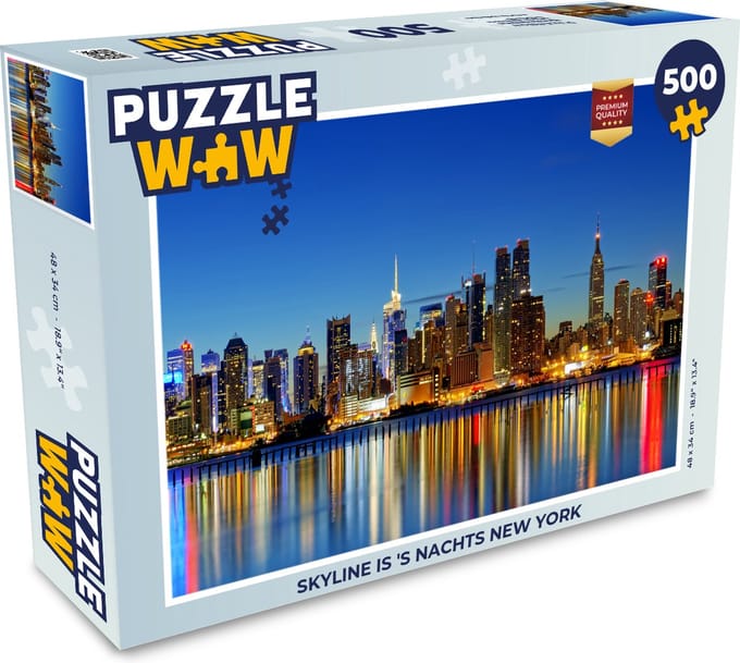 Puzzel Skyline is 's nachts New York - Legpuzzel - Puzzel 500 stukjes