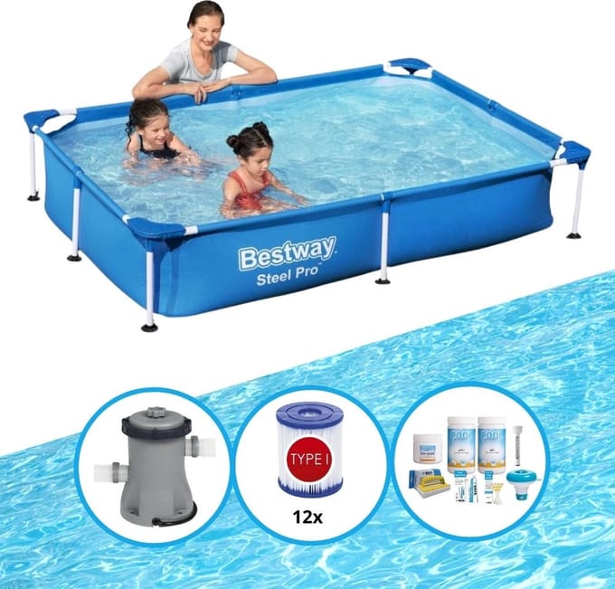 Bestway Zwembad Steel Pro 221x150x43 cm - Met accessoires