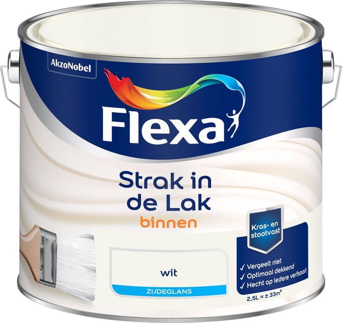 Flexa - Strak In De Lak Binnenlak Zijdeglans - Wit - 2,5 L