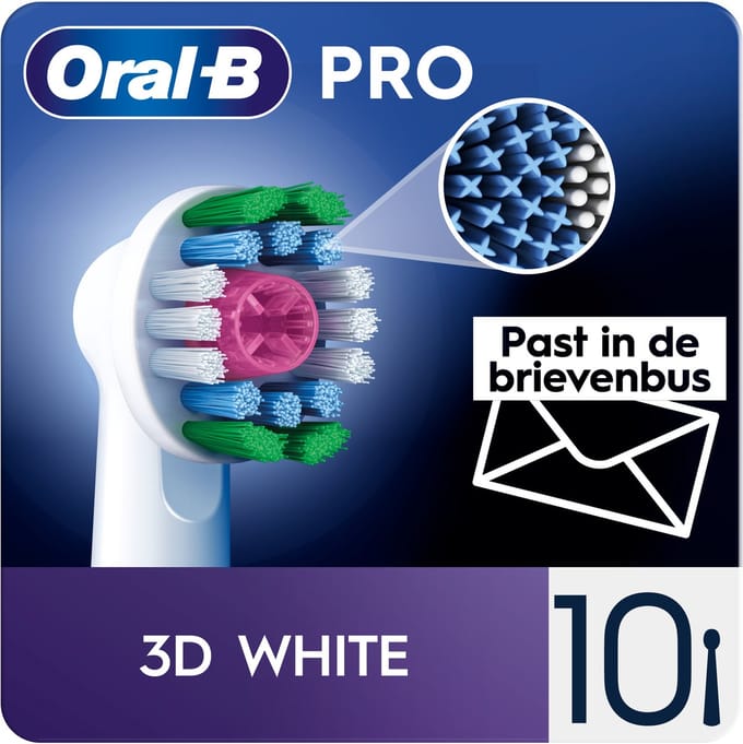 Oral-B Pro 3D White Opzetborstels - 10 Stuks - Kartonnen Brievenbusverpakking