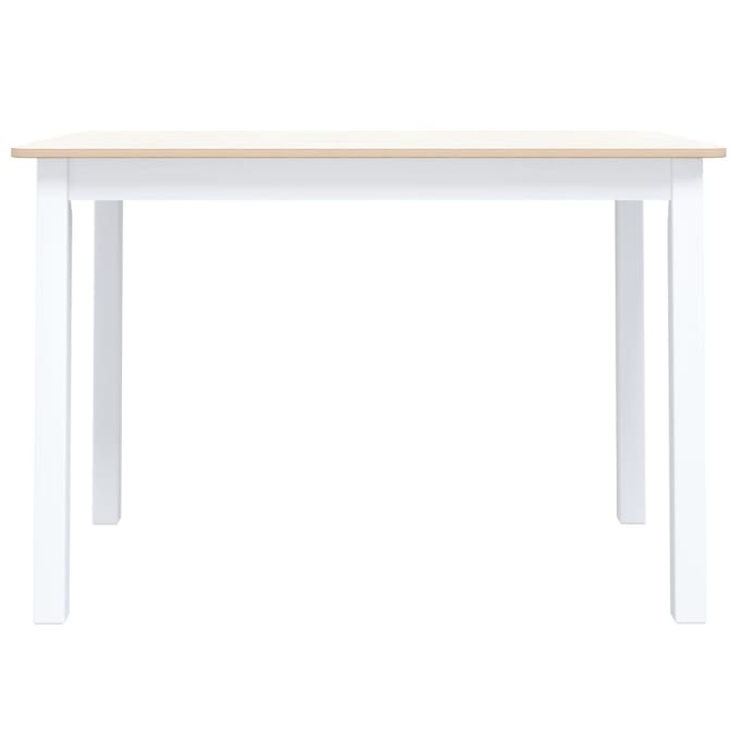 vidaXL - Eettafel - 114x71x75 - cm - massief - rubberwood - wit - en - bruin