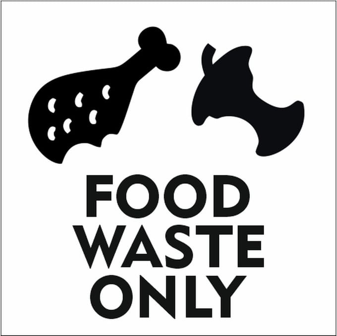 CombiCraft Bordje Afval Food Waste Only met kippenbout - 10x10 cm