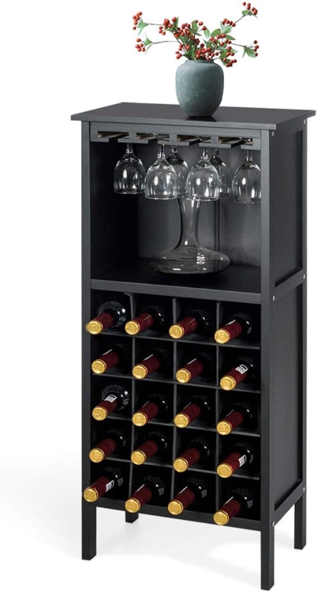 Quvo® Barkast - Drankkast - Barmeubel - Zwart - 42cm x 96cm x 24cm