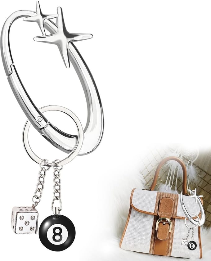 Cosensi - Dailygoods - Coole Karabijnhaak Sleutelhanger met 8 Ballen