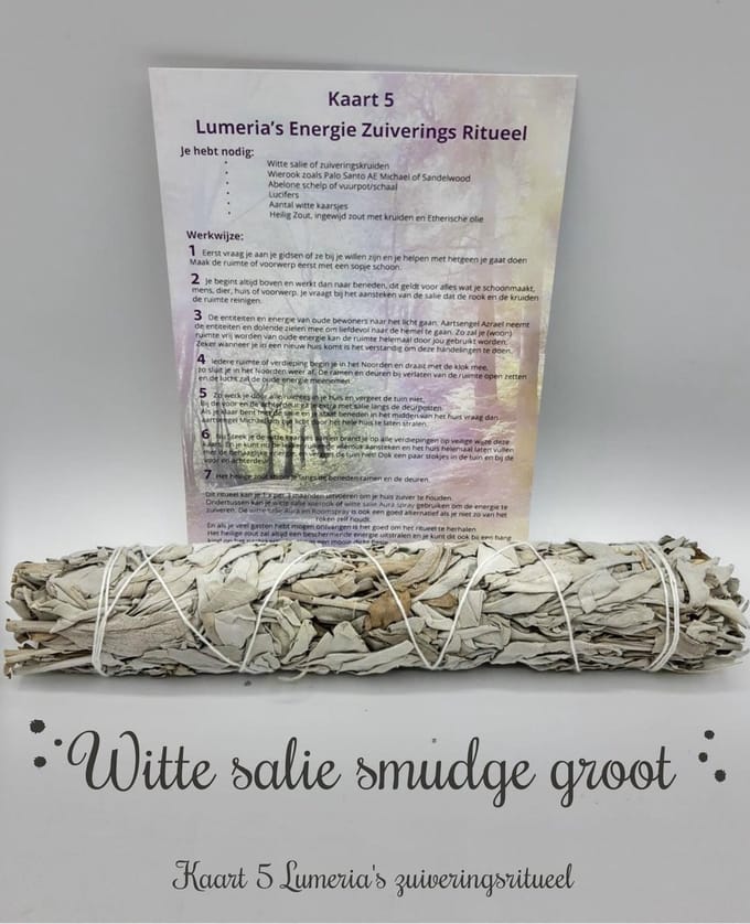 Witte Salie Smudge met zuiveringsritueel kaart