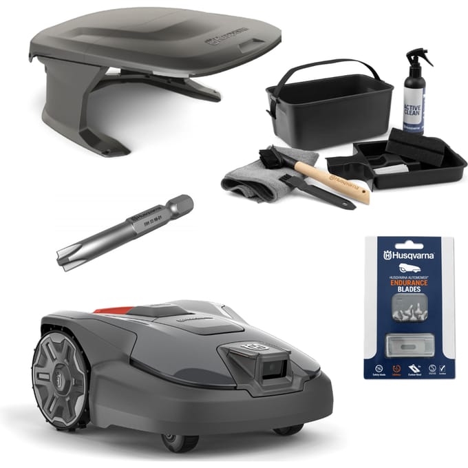 Husqvarna Automower® 312V Actie Bundel – Complete robotmaaier set met garage en onderhoud