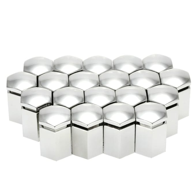 Set van 20 stuks 17 mm autowielmoerboutkappen kunststof doppen voor Vauxhall zilver