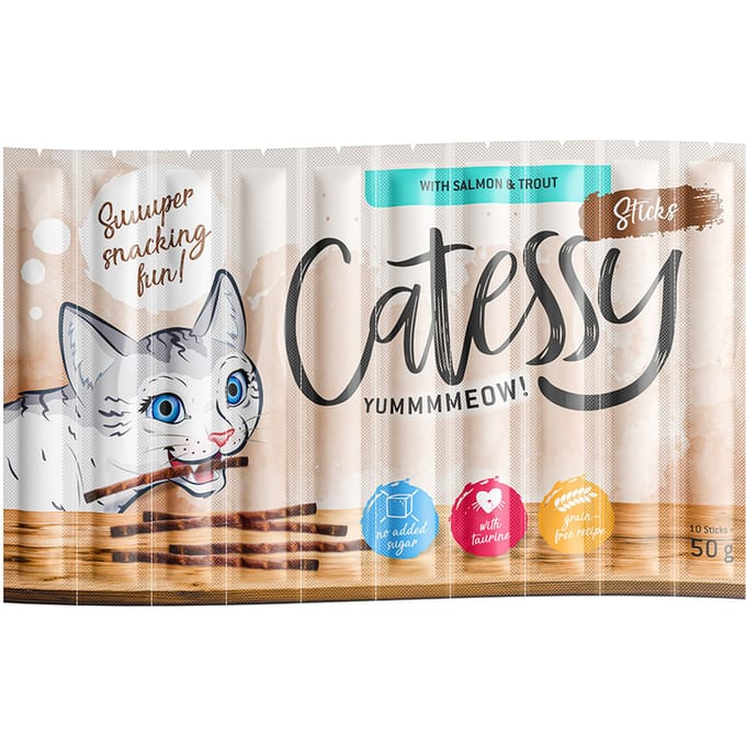 150x5g Sticks Zalm & Forel Catessy Kattensnacks