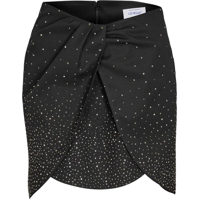 Off White Dames-minirok met versieringen en gedraaide pasvorm (Zwart)