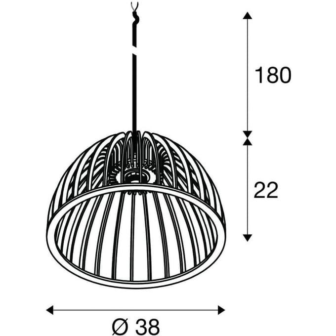 SLV hanglamp Wud, hout licht, Ø 38 cm, hout
