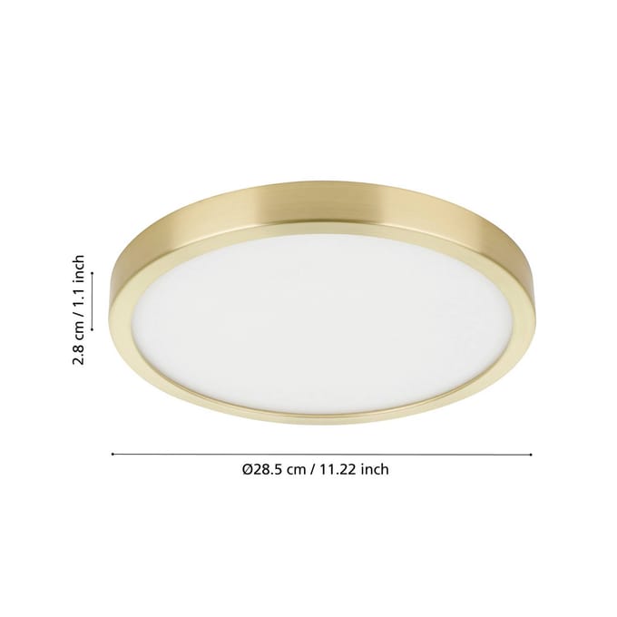 EGLO LED opbouwpaneel Fueva 5 IP20 830 messing Ø28,5cm