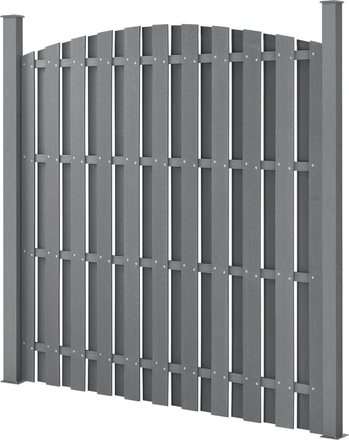 HKC schutting met palen gebogen ontwerp - grijs