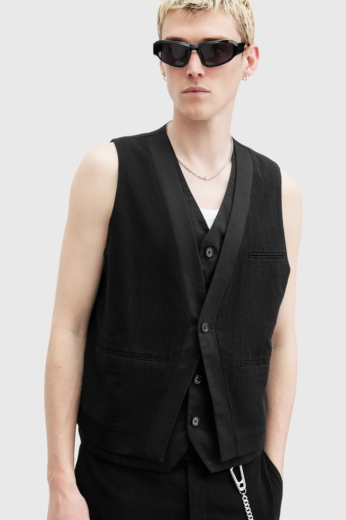 AllSaints Heron Waitscoat Black Taglia: 36 | Pantaloni da completo Outlet | Uomo | Nero