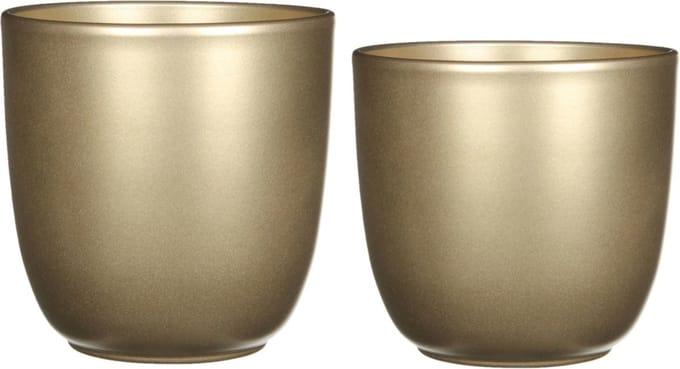 Mica - Plantenpot/bloempot - 4x stuks - keramiek - goud - D12/14.5 cm