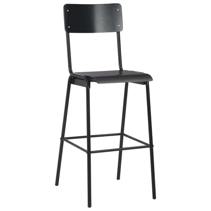 vidaXL - Barstoelen - 2 - st - massief - multiplex - staal - zwart