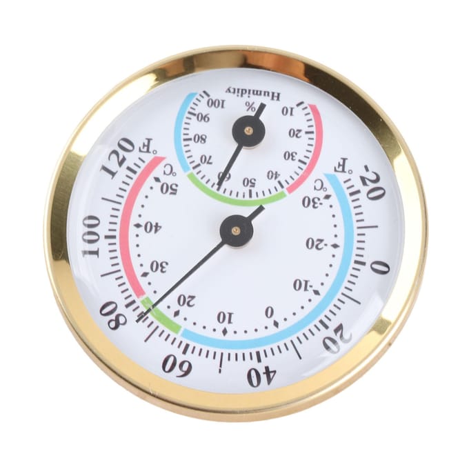 Mini wijzertype thermometer hygrometer binnentemperatuur vochtigheidsmeter meter white