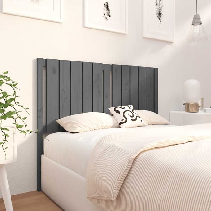 vidaXL - Hoofdbord - 125,5x4x100 - cm - massief - grenenhout - grijs