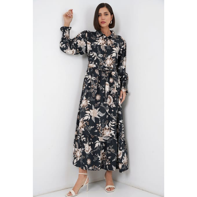 Maxi Hemdjurk met Paisleyprint en Ceintuur