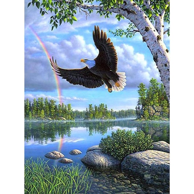 Diamond Mozaïek Home Decor Diamond Borduren Schilderen Cross Stitch Kit Eagle & Rainbow Picture 40X50CM