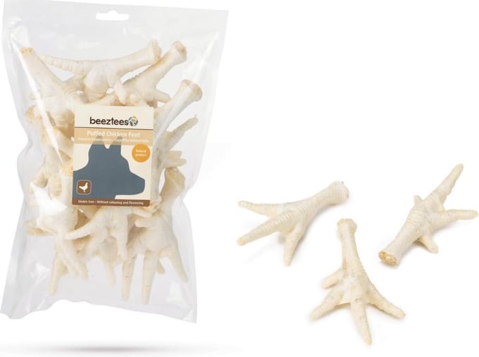 Beeztees kippenpoten gepoft - hondensnack - 200 gram