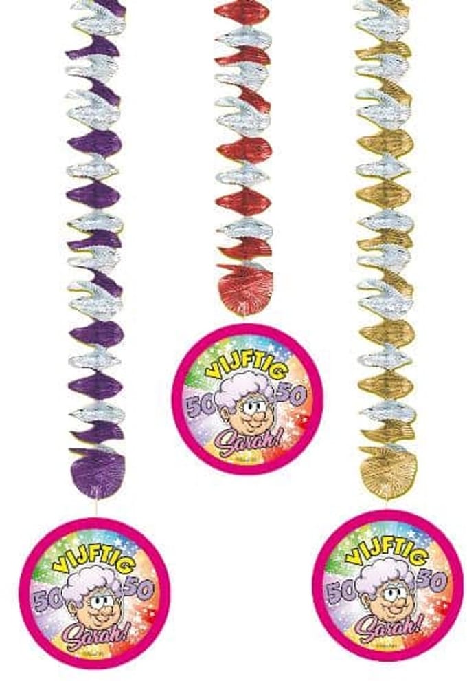 50 Jaar Sarah Regenboog Hangdecoratie - 3 stuks