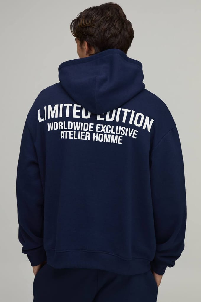 Oversized Limited Edition Over The Head Hoodie | Navy | Size Small