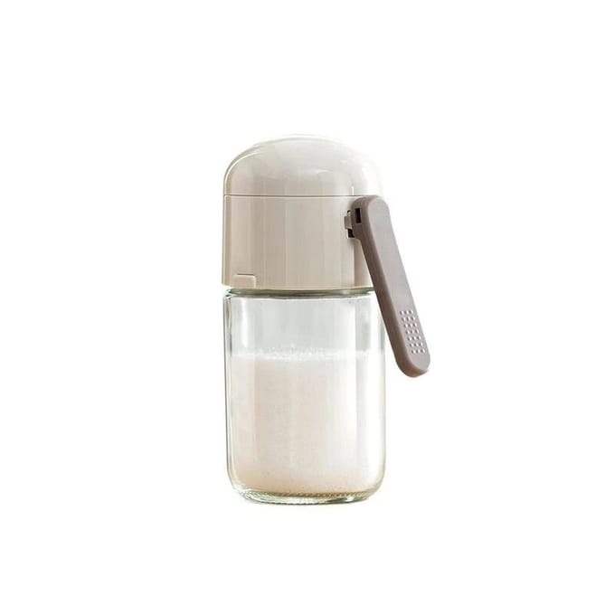 Verre contrôle uniforme poivre sel épices sucre assaisonnement bouteille pressage conteneur stockage BBQ Condiment pot 1pcs gray
