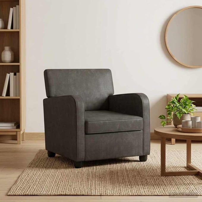 vidaXL - Fauteuil - Antiek - zwart - Kunstleer