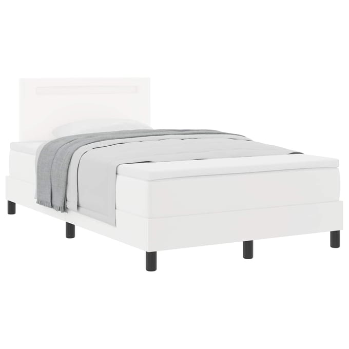 vidaXL - Boxspring - bed - met - hoofdeinde - Wit - 120 - x - 200 - cm - Kunstleer