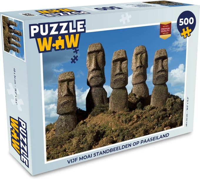 Puzzel Vijf Moai standbeelden op Paaseiland - Legpuzzel - Puzzel 500 stukjes