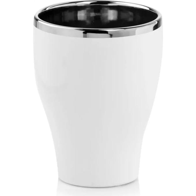 Polnix Serie - Keramische Overschaal - 14x18 cm - Wit en Zilver - Uniek Ontwerp