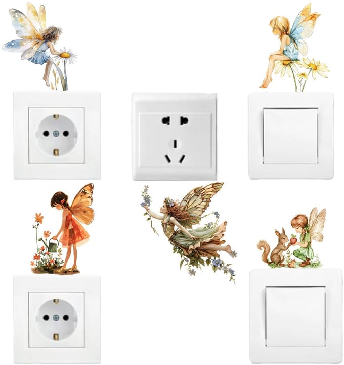 Dailygoods - Set van 10 Stickers voor Lichtschakelaars met Bloemenontwerpen