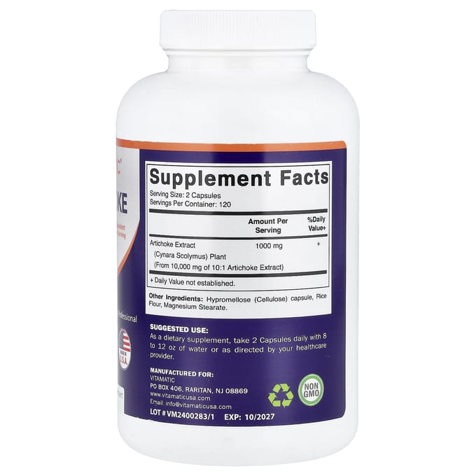 Vitamatic, Artisjok, Veggie Capsules, 240 Capsules (5.000 mg per capsule)