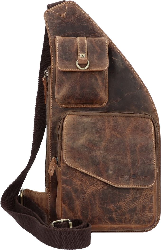GREENBURRY slingtas schoudertas Vintage Sling Bag Brown bruine