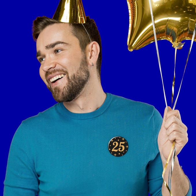BTH - Buttons - 25 Jaar - Goud-Zwart - Badge - Speld - Verjaardag - Decoratie - Versiering - 25 Jaar Verjaardag - Button