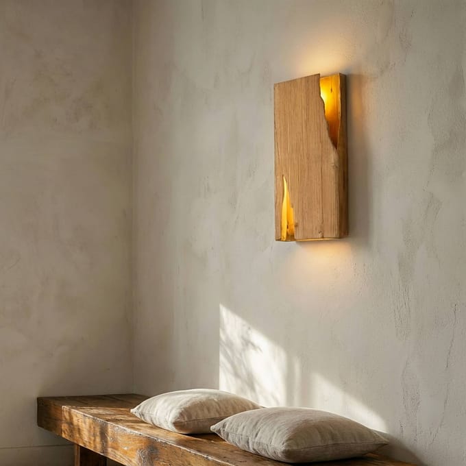 Lucande - Wandlamp hout - 2lichts - dennenhout - H: 22 cm - E14 - licht hout