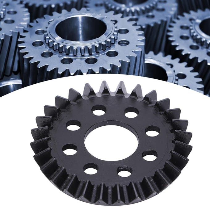 Roue d'engrenage conique 28 dents Montage moyeu Acier moulé Pièces de robot industriel Alésage 14 mm Module de dent 1,5 black