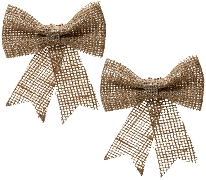 Decoris Kersthanger - 2x - strik - naturel - jute - glitters - 24 cm