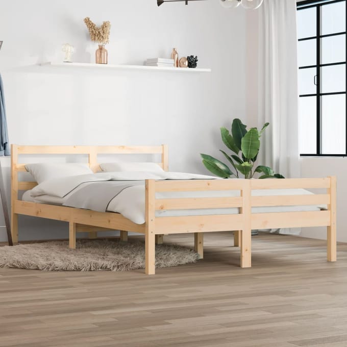 vidaXL - Bedframe - massief - hout - 150x200 - cm
