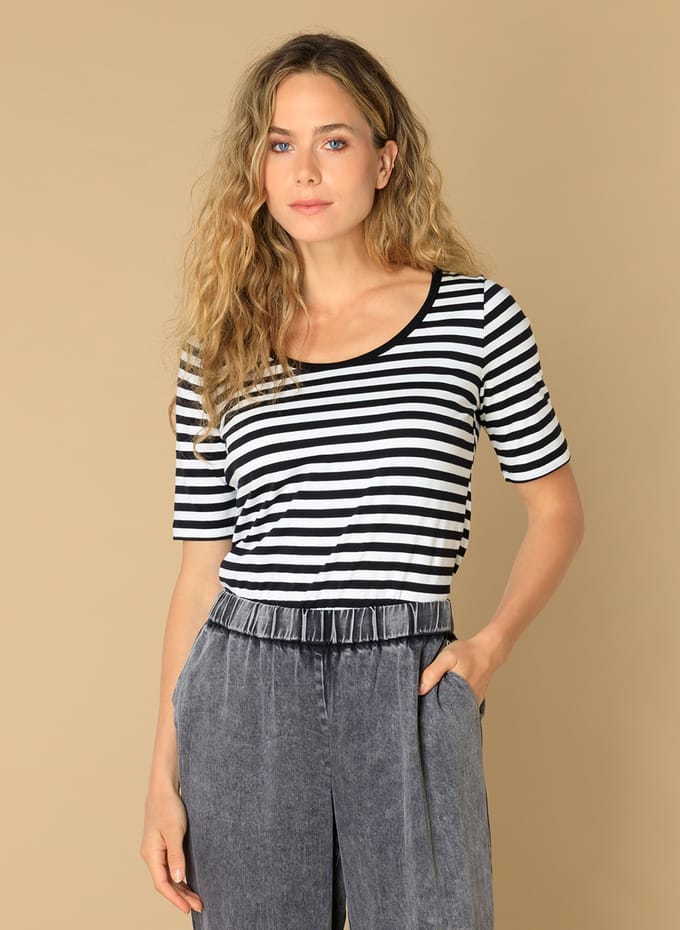 IVY BEAU Esha Tops - Black/Off White - maat 40