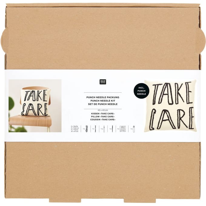 Rico Design Punch Needle pakket "Kussen Take Care"
