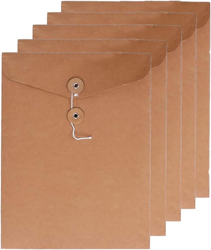 Kraft Papieren Mappen met Projectzakken voor Documenten - A4 Formaat, Set van 5, Organiseer je Documenten Efficiënt