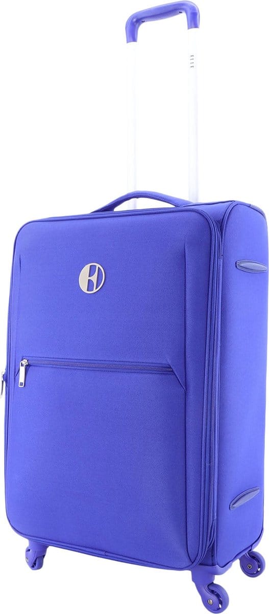 ELLE Zachte Koffer / Trolley / Reiskoffer - 60 cm (Medium) - Mode - Blauw - Blauw / Medium